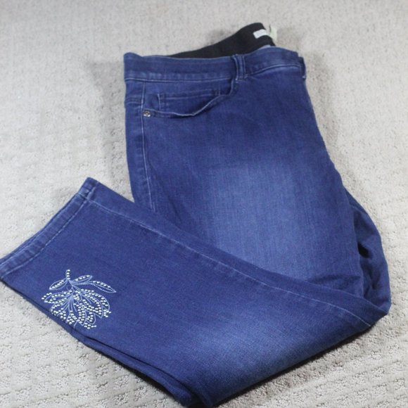 Dana Buchman Size 14 Bling Embellished Ankle Jeans - Picture 1 of 7